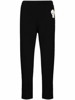Alexander McQueen skull-embroidered zip-ankle tack pants