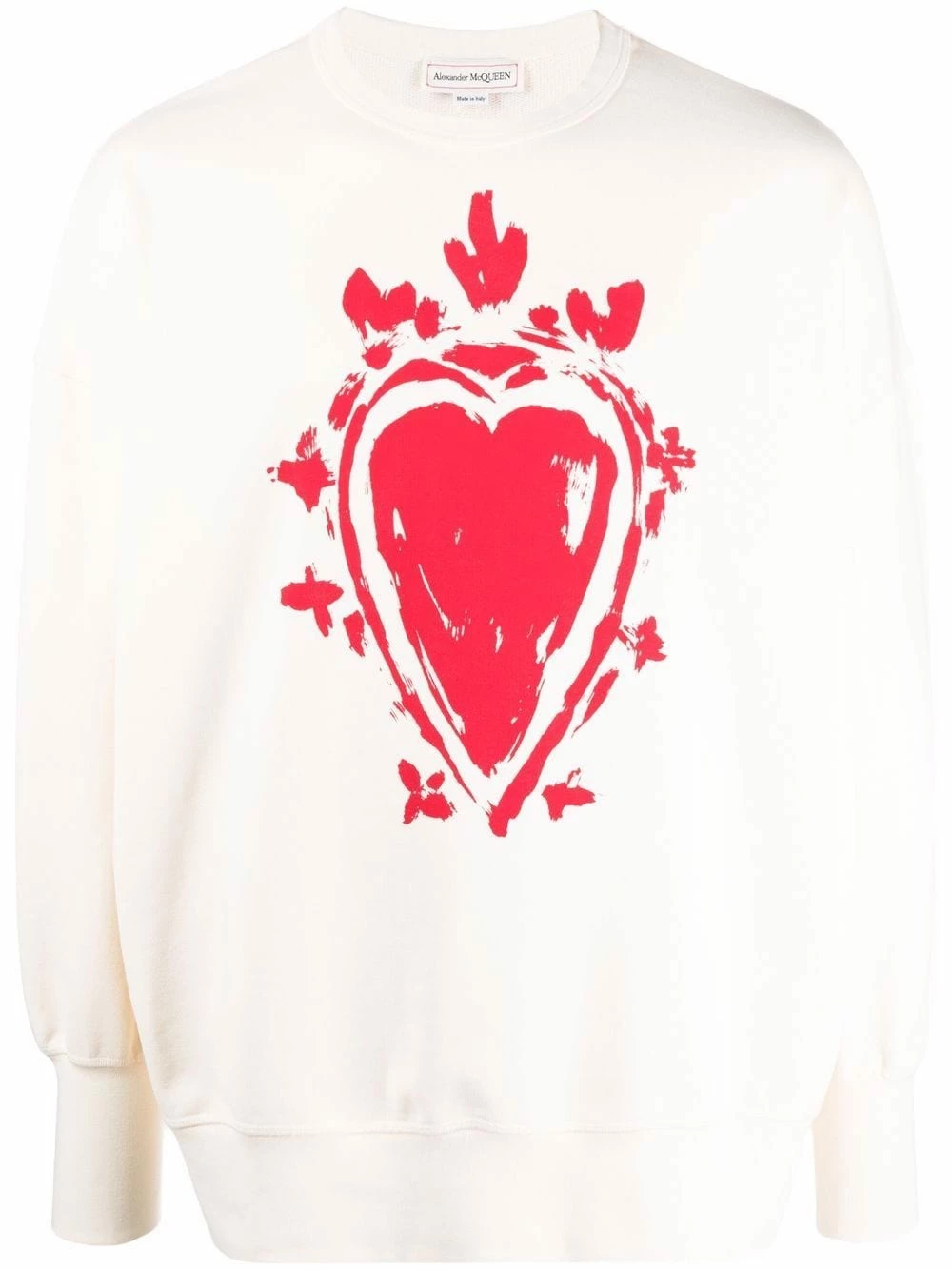 Alexander McQueen Heart print cotton sweatshirt 1 Alexander McQueen heart-print cotton sweatshirt