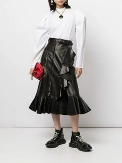 Alexander McQueen high-waisted ruffle-hem skirt