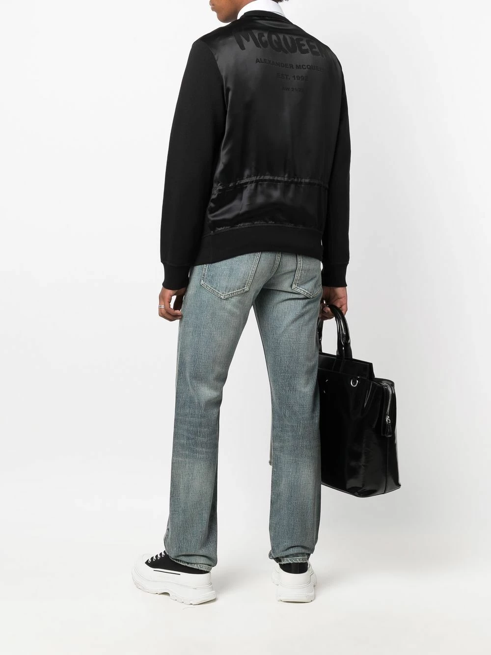 Alexander McQueen Jacquard logo panelled jumper 2 Alexander McQueen jacquard-logo panelled jumper