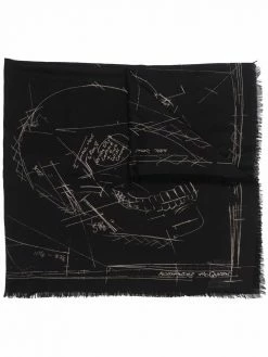 Alexander McQueen logo-print knitted scarf
