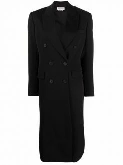 Alexander McQueen logo-print mid-length coat