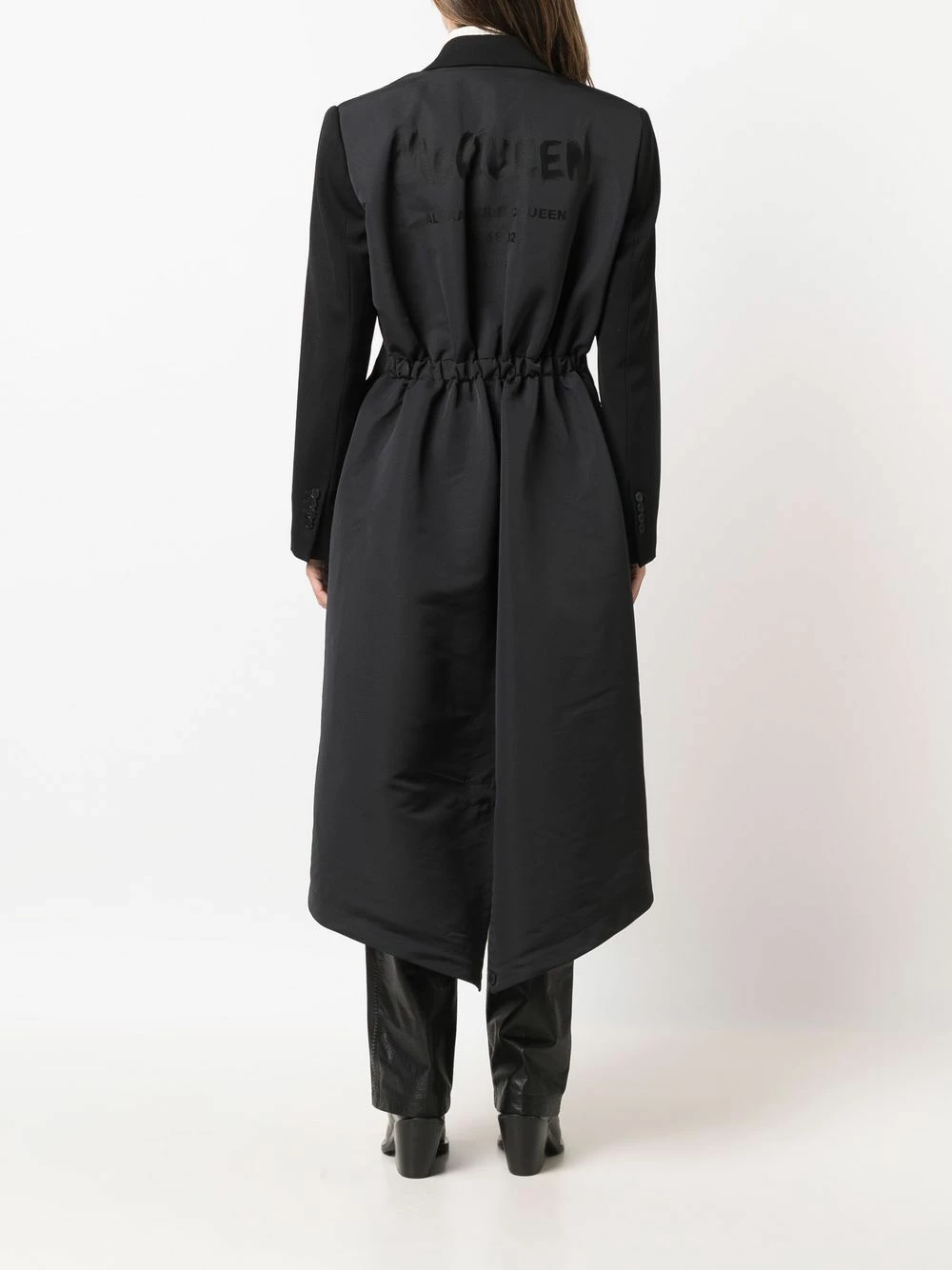 Alexander McQueen Logo print mid length coat 4 Alexander McQueen logo-print mid-length coat