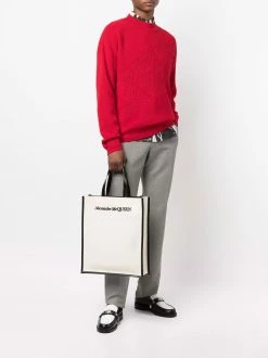 Alexander McQueen logo-embroidered tote bag