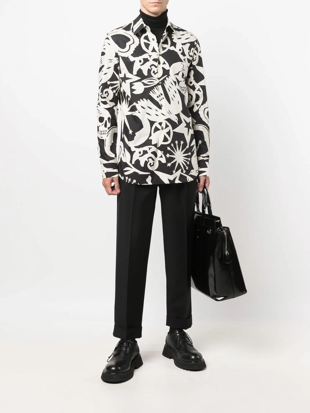 Alexander McQueen Papercut print long sleeve shirt 2 Alexander McQueen Papercut-print long-sleeve shirt