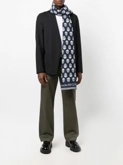 Alexander McQueen skull-embroidered wool scarf