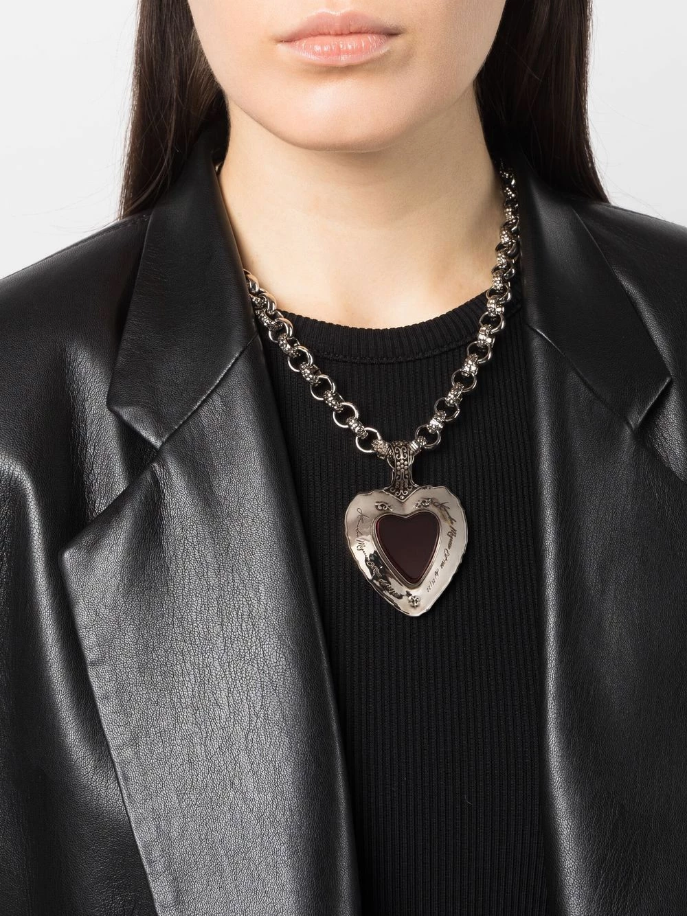 Alexander McQueen Heart pendant chain necklace 2 Alexander McQueen heart pendant chain necklace