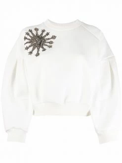Alexander McQueen crystal star cotton-blend sweatshirt