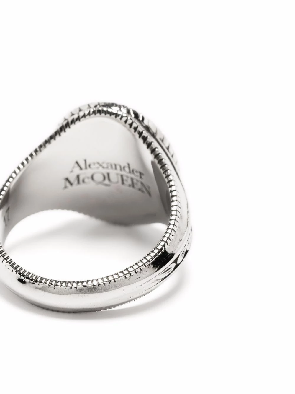 Alexander McQueen Engraved skull signet ring 3 Alexander McQueen engraved skull signet ring
