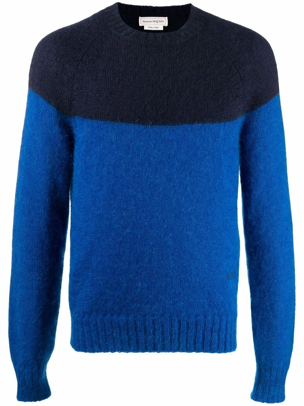 Alexander McQueen Two tone crew neck jumper 1 Alexander McQueen two-tone crew neck jumper