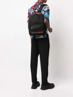Alexander McQueen logo-stripe print backpack