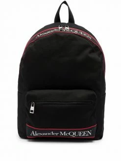 Alexander McQueen logo-stripe print backpack