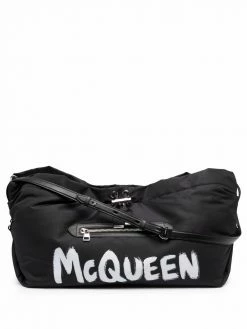 Alexander McQueen graffiti logo-print shoulder bag