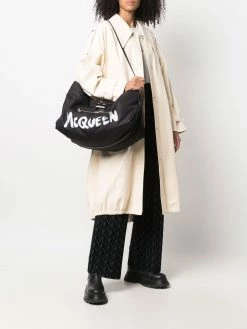 Alexander McQueen graffiti logo-print shoulder bag