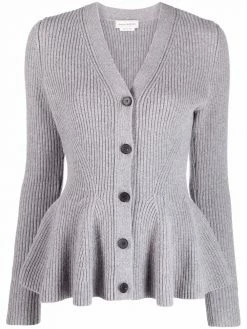 Alexander McQueen ribbed knit wool-cashmere cardigan