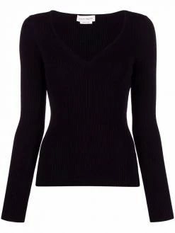 Alexander McQueen V-neck ribbed knit top