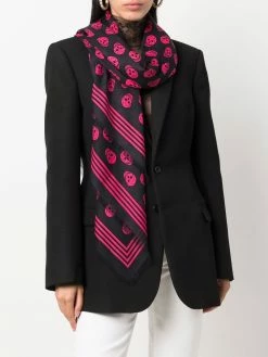 Alexander McQueen skull-print frayed-edge scarf