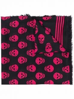 Alexander McQueen skull-print frayed-edge scarf