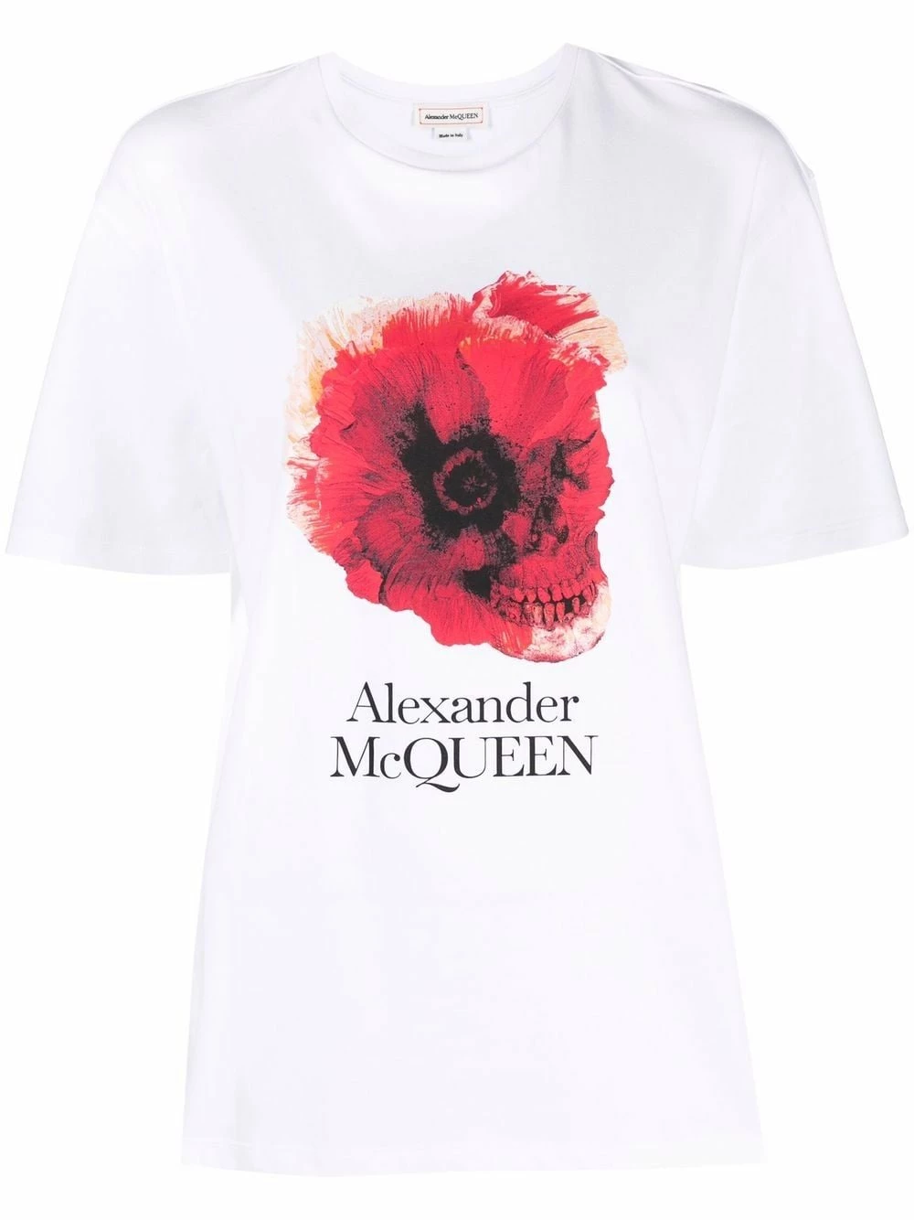 Alexander McQueen Skull floral print short sleeve T shirt 1 Alexander McQueen skull floral-print short-sleeve T-shirt
