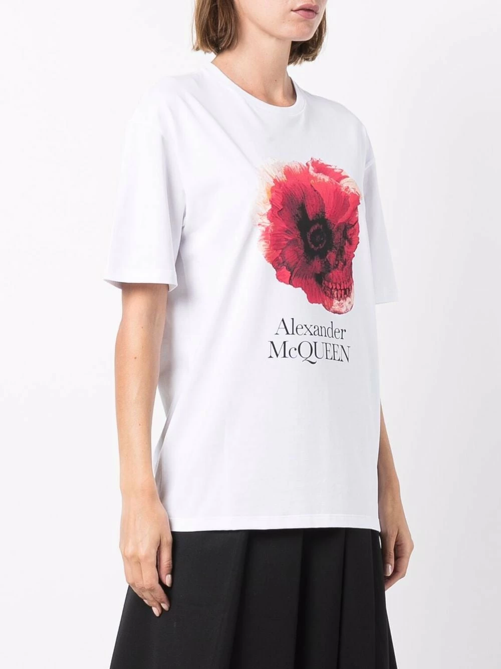 Alexander McQueen Skull floral print short sleeve T shirt 3 Alexander McQueen skull floral-print short-sleeve T-shirt