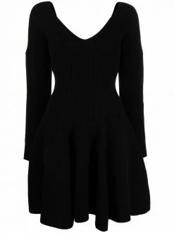 Alexander McQueen ribbed-knit flared mini dress