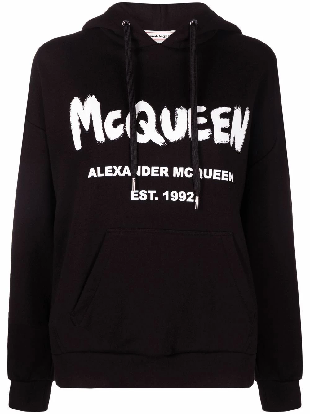 Alexander McQueen Logo print cotton hoodie 1 Alexander McQueen logo-print cotton hoodie