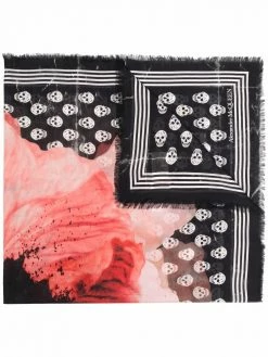 Alexander McQueen Paper Bloom Biker Skull scarf
