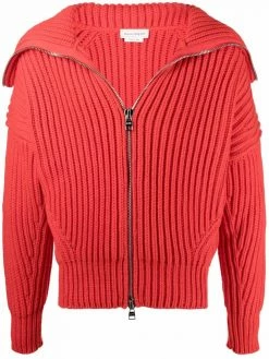 Alexander McQueen ribbed-knit zip-up cardigan