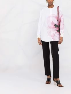 Alexander McQueen abstract print collarless shirt