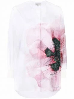Alexander McQueen abstract print collarless shirt