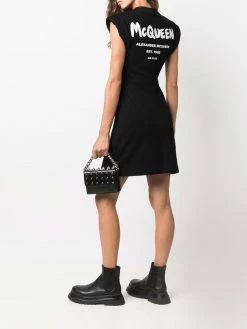 Alexander McQueen logo-print sleeveless dress