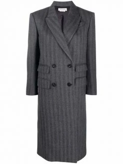 Alexander McQueen vertical-striped double-breasted coat