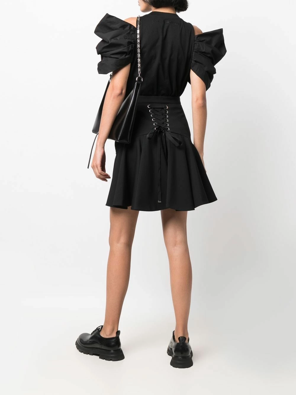 Alexander McQueen High waisted ruffle hem mini skirt 2 Alexander McQueen high-waisted ruffle-hem mini skirt