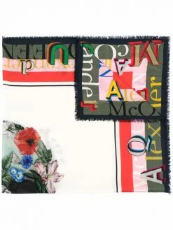 Alexander McQueen floral-print wool scarf