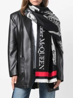Alexander McQueen Skeleton logo-print scarf