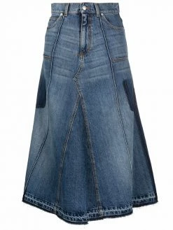 Alexander McQueen flared denim midi skirt