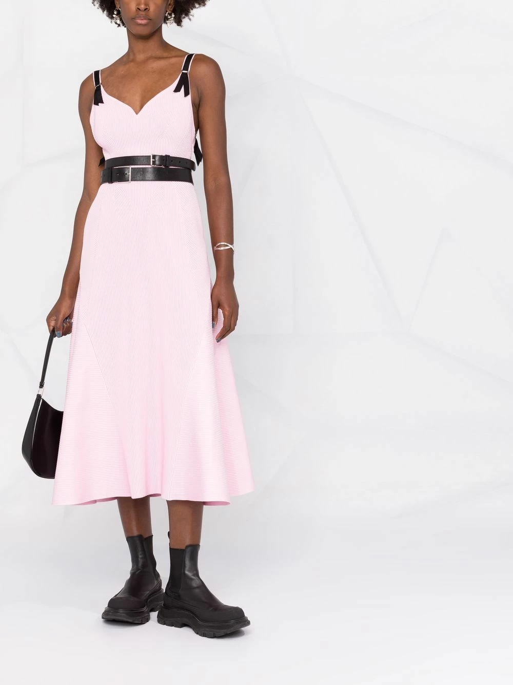 Alexander McQueen Sweetheart neck ribbed midi dress 2 Alexander McQueen sweetheart-neck ribbed midi dress