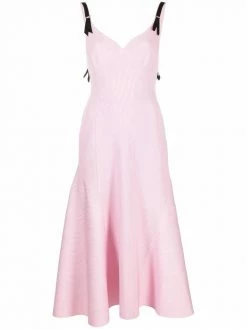 Alexander McQueen sweetheart-neck ribbed midi dress