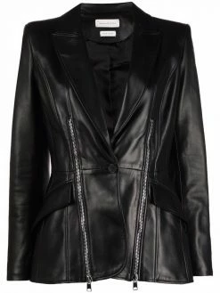 Alexander McQueen zip-detail leather jacket