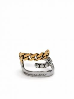 Alexander McQueen Punk logo-engraved chain-detail single ear cuff