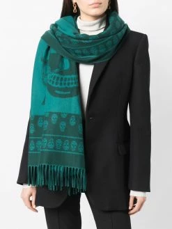 Alexander McQueen skull-pattern wool scarf