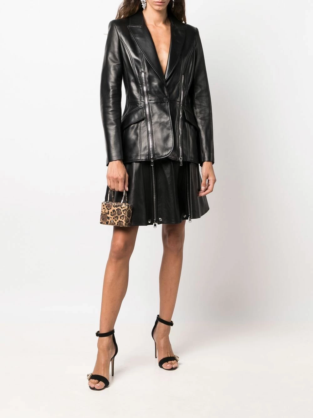 Alexander McQueen Zip detail leather skirt 2 Alexander McQueen zip-detail leather skirt