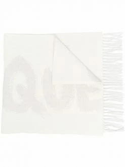 Alexander McQueen logo-print frayed scarf