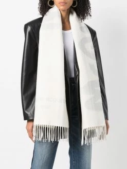 Alexander McQueen logo-print frayed scarf