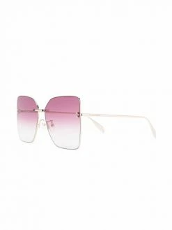 Alexander McQueen square-frame pink-tinted sunglasses
