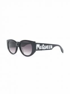 Alexander McQueen oval-frame logo-print sunglasses