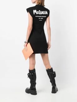 Alexander McQueen logo-print structured dress