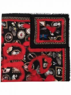 Alexander McQueen logo embroidered scarf