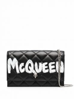 Alexander McQueen logo-print quilted-finish shoulder bag