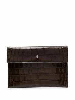 Alexander McQueen skull charm croc-embossed clutch bag